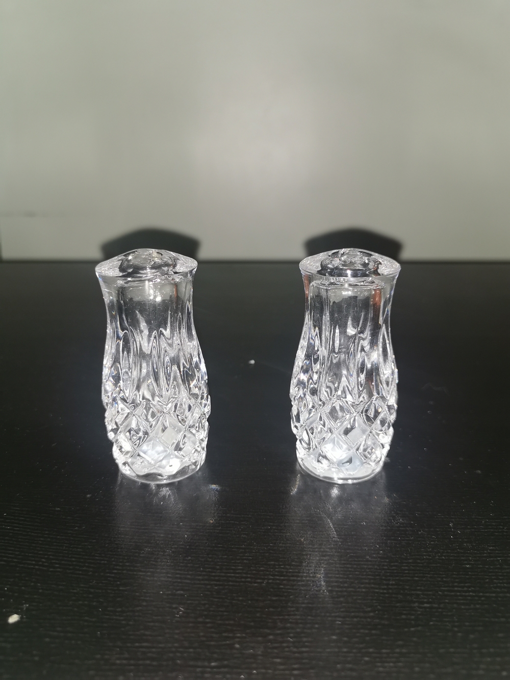 Gorham Crystal King Edward Stoppered Salt & Pepper Shaker Set Germany 3"